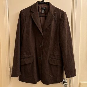 BCBGMaxAzria Wool Blend Brown Three Button Blazer